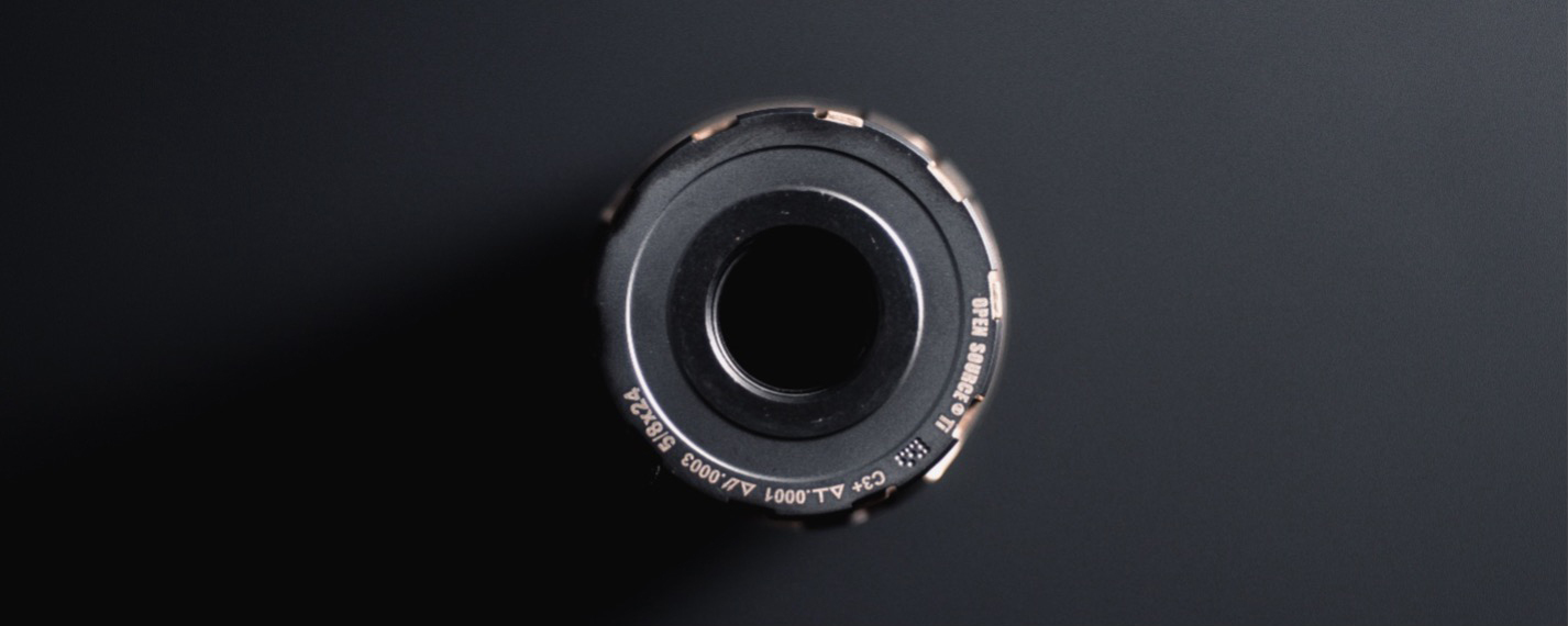Precision Armament OPEN SOURCE&reg; Titanium Direct Thread HUB Mount on a dark gray Background